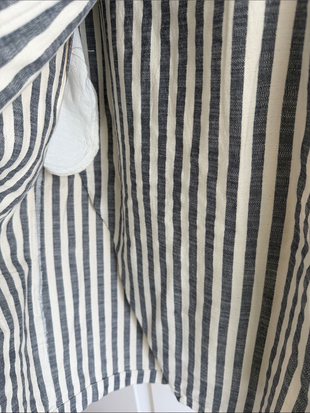 Anthropologie Vertical Stripe Belted Pencil Skirt - Navy & Cream - Picture 6 of 9